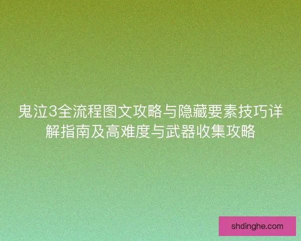 鬼泣3全流程图文攻略与隐藏要素技巧详解指南及高难度与武器收集攻略